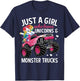 Just A Girl Who Loves Unicorns And Monster Trucks Girls Kids T-Shirt - T-Shirt | Navy