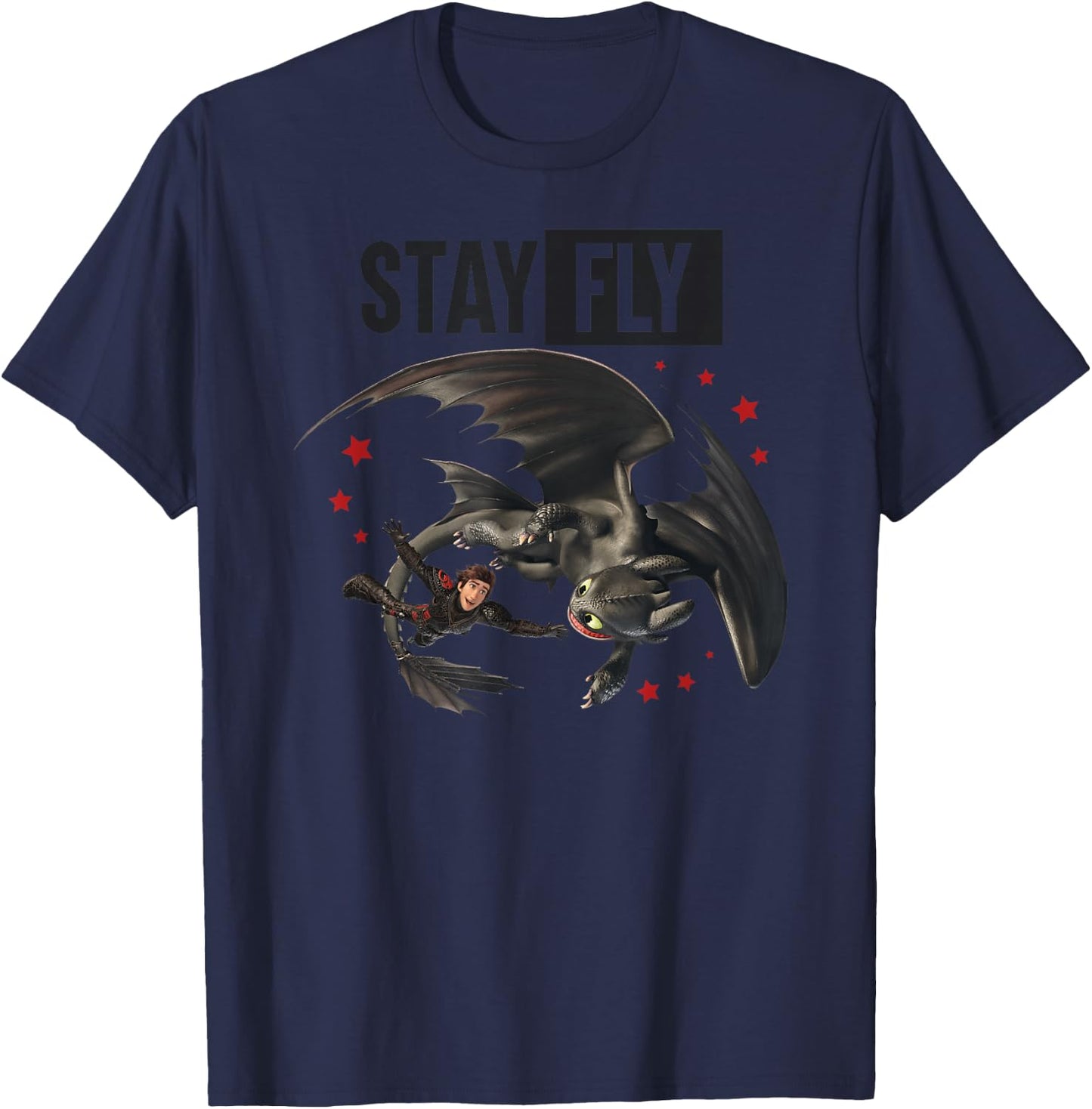 DreamWorks How to Train Your Dragon 3 Stay Fly Toothless T-Shirt - T-Shirt | Navy