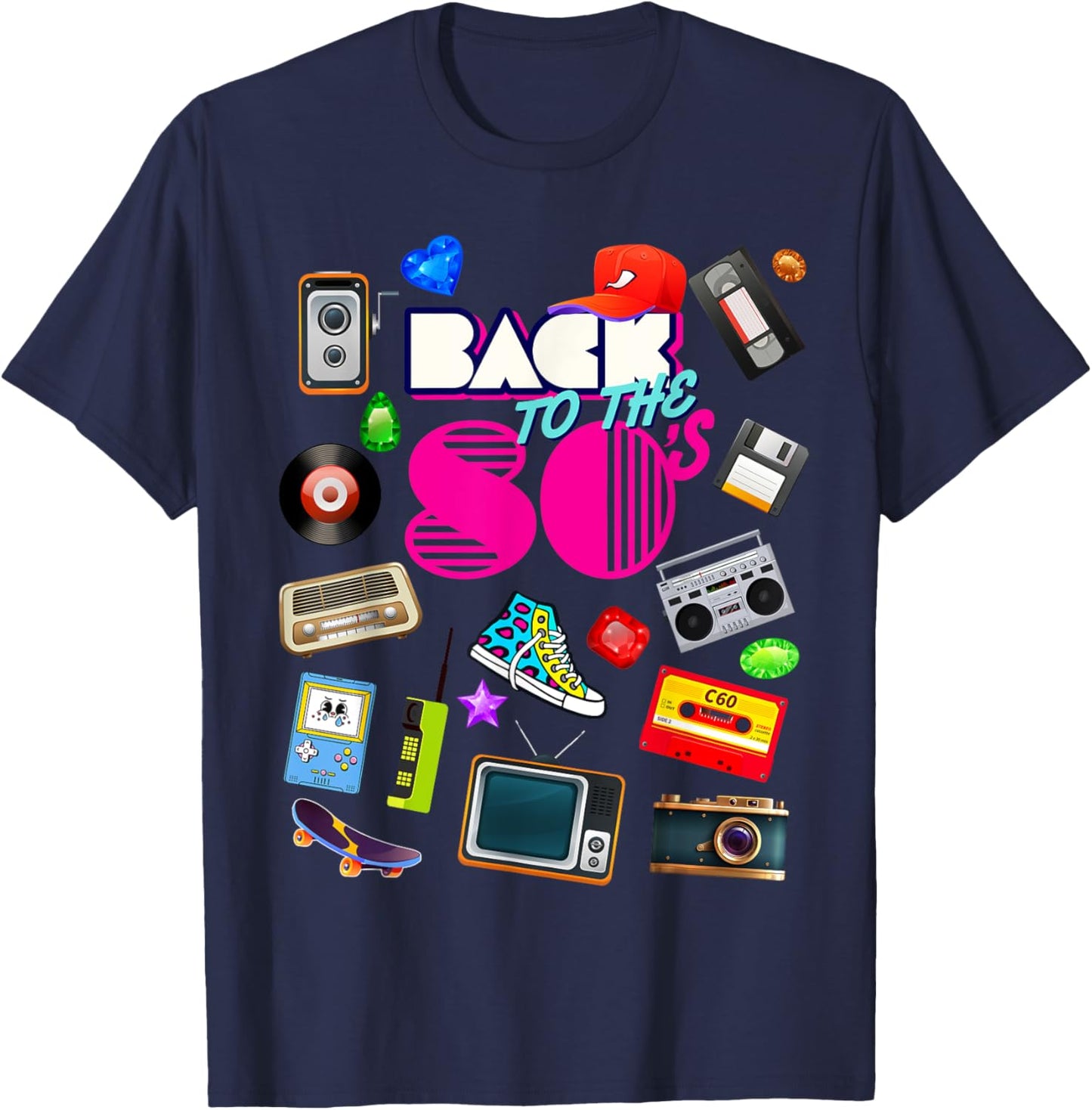 Back To 80's Vintage Retro I Love 80's Graphic Design T-Shirt - T-Shirt | Navy
