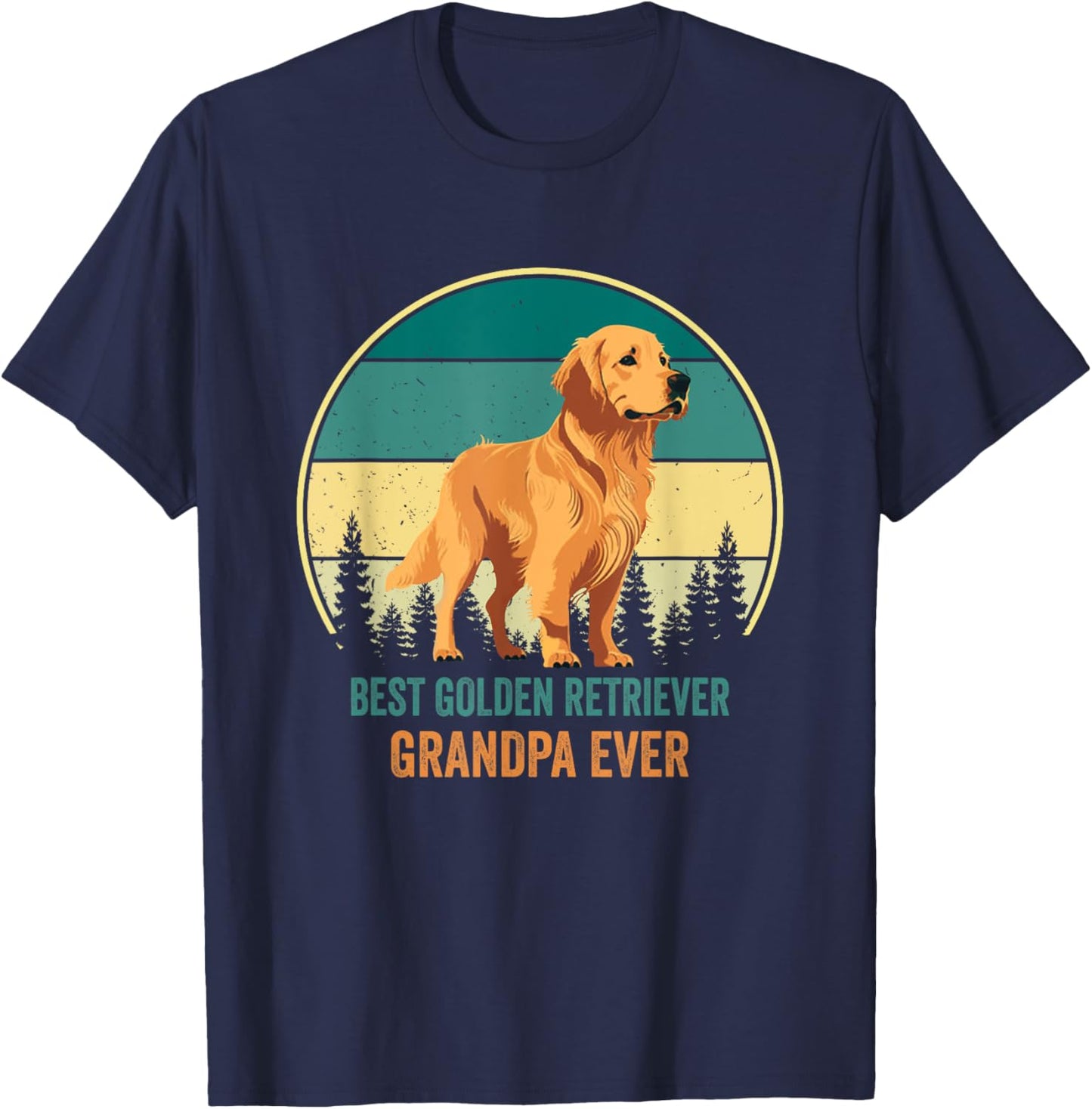 Best Golden Retriever Grandpa Ever Golden Retriever Grandpa T-Shirt - T-Shirt | Navy