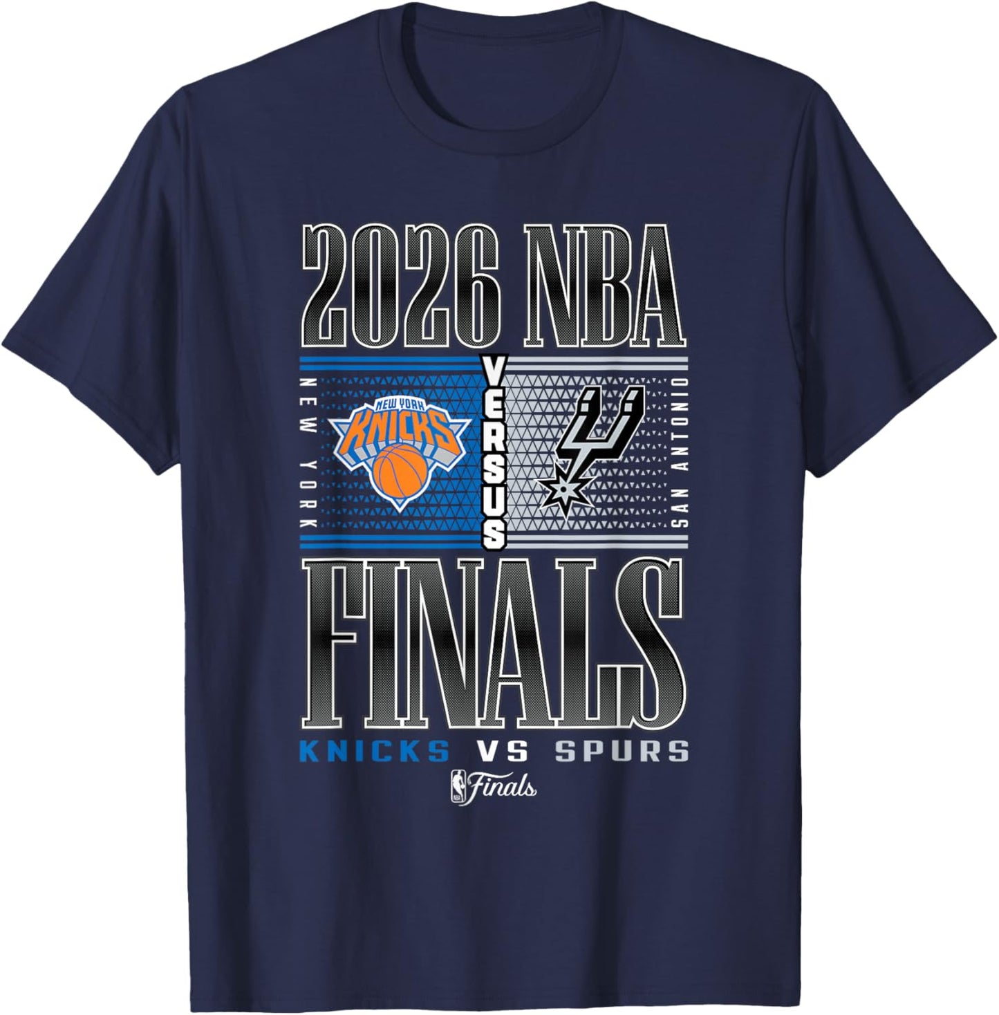 NBA 2026 Finals Knicks vs Spurs Battlegrounds T-Shirt - T-Shirt | Navy