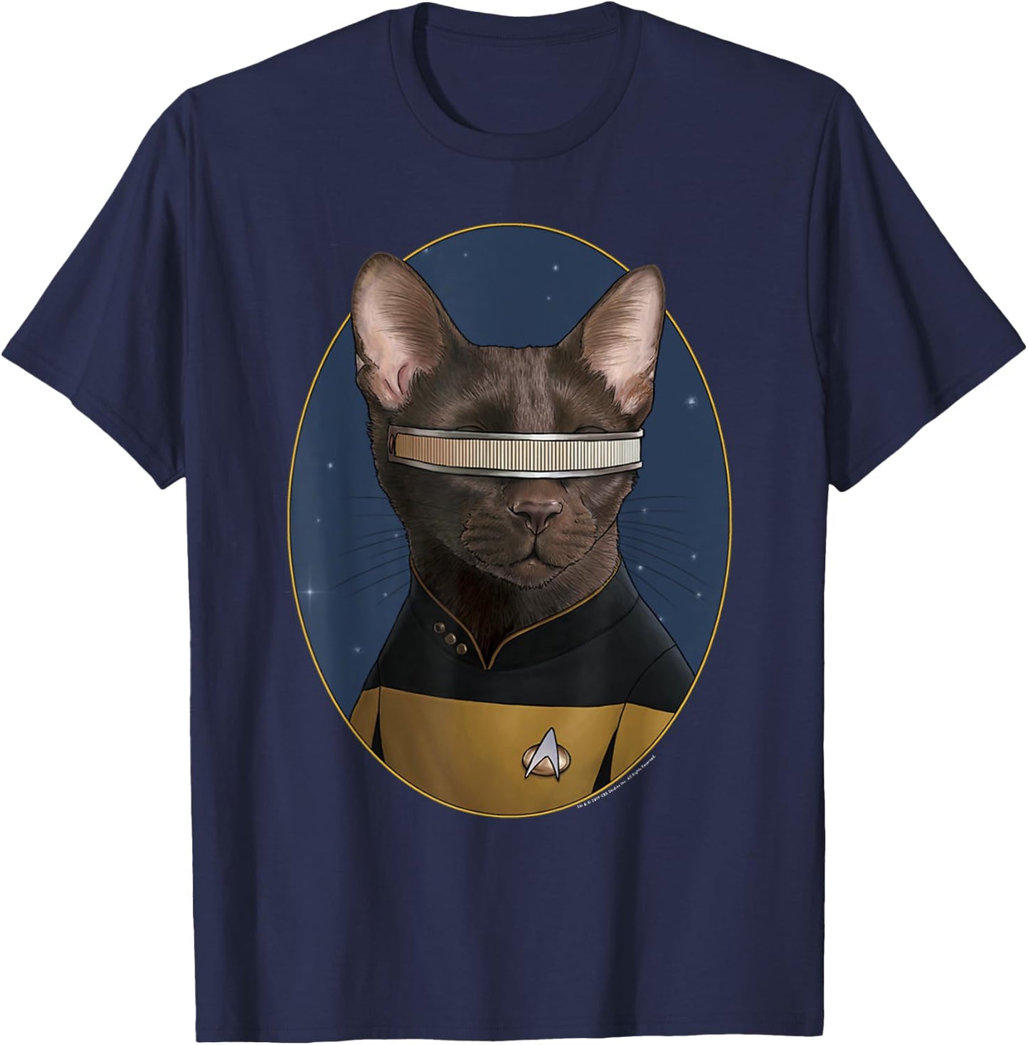 Star Trek: The Next Generation Geordi La Forge Cat Portrait T-Shirt - T-Shirt | Navy