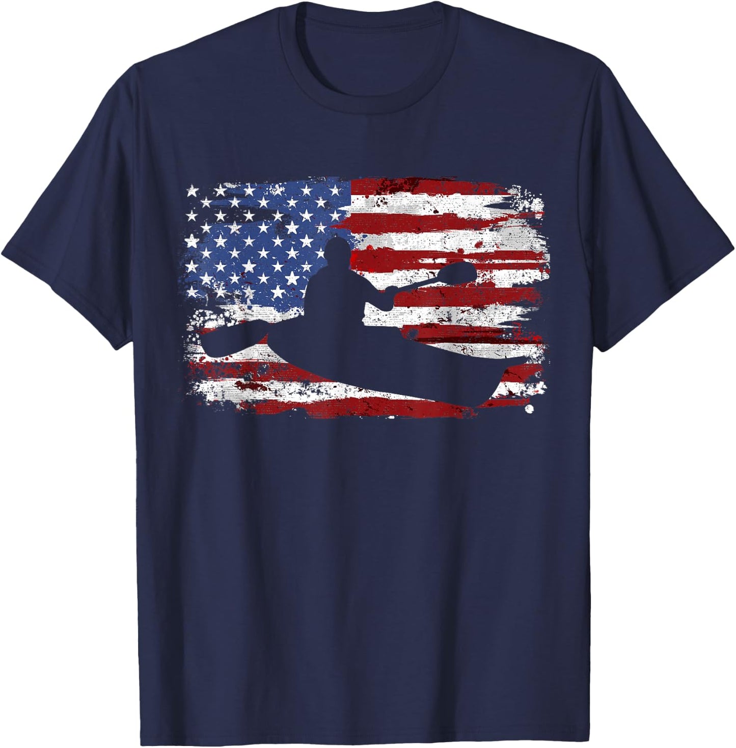 Kayak Vintage American Flag Girls Kids Men T-Shirt - T-Shirt | Navy