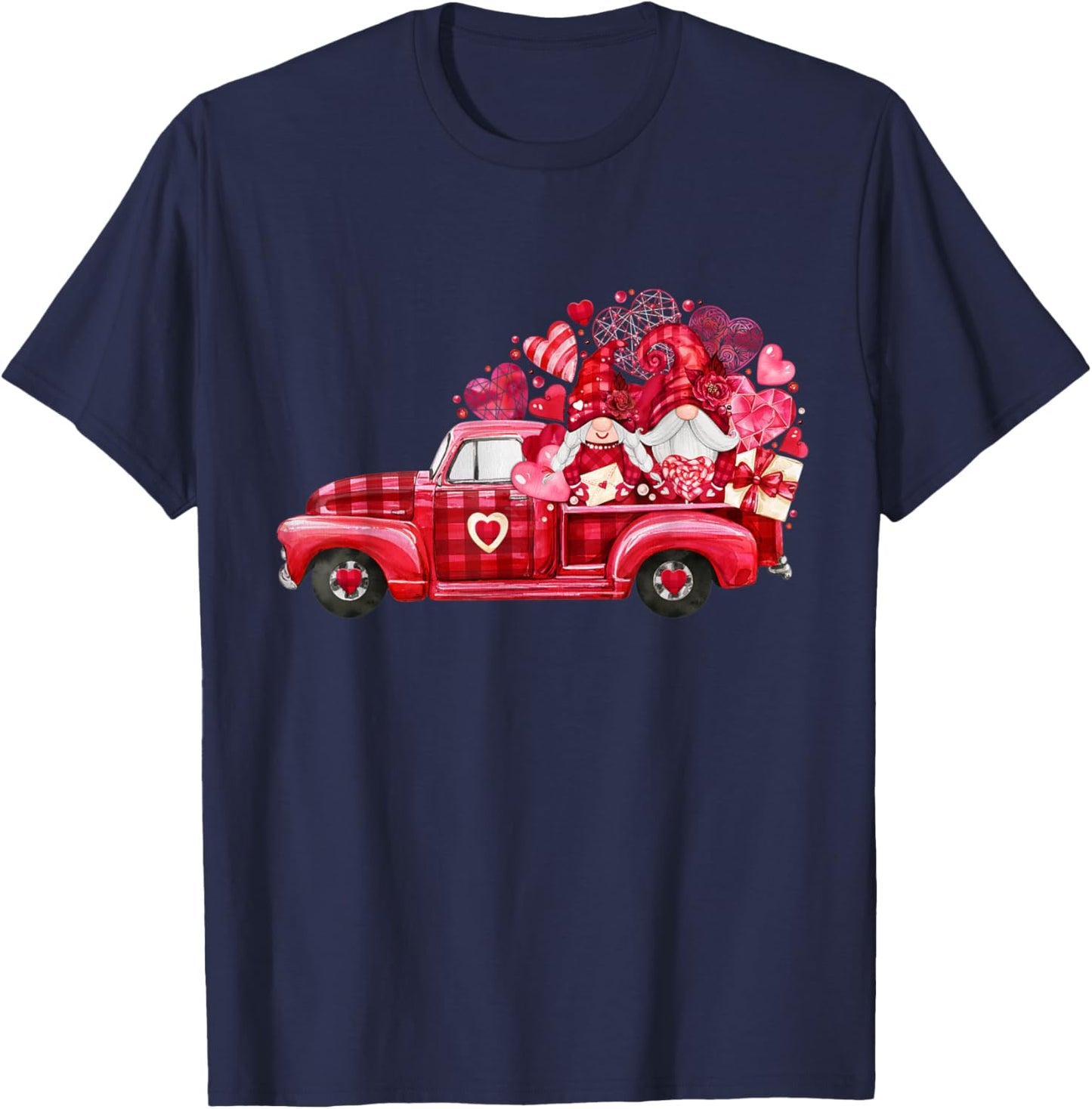 Santa Mrs Claus Grandpa Grandma Gnomes Christmas Tree Truck T-Shirt - T-Shirt | Navy