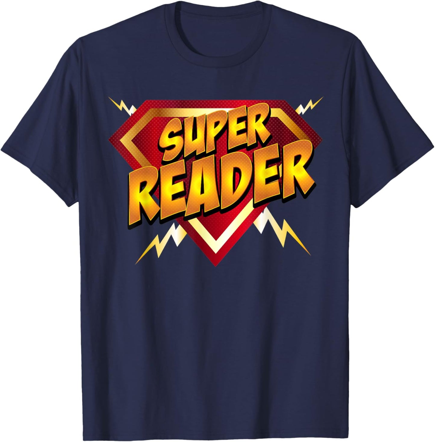 Super Reader Superhero Book Lover's Comic Style T-Shirt - T-Shirt | Navy