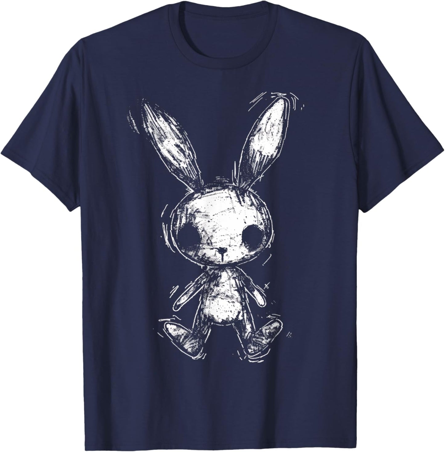 Weird Bunny Rabbit Doll Creepy Cute Alt Goth Grunge Horror T-Shirt - T-Shirt | Navy