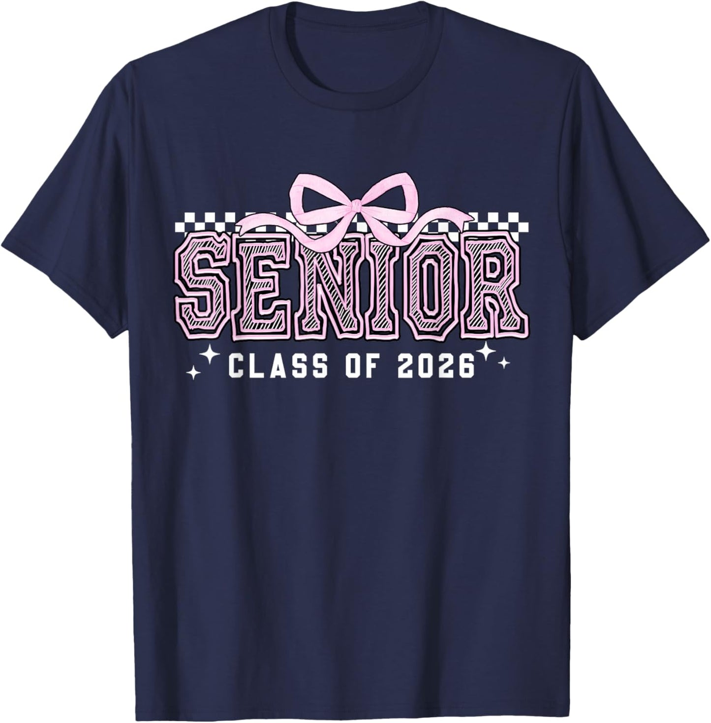 Senior 2026 Coquette Bow Class of 2026 Graduation Graduate T-Shirt - T-Shirt | Navy