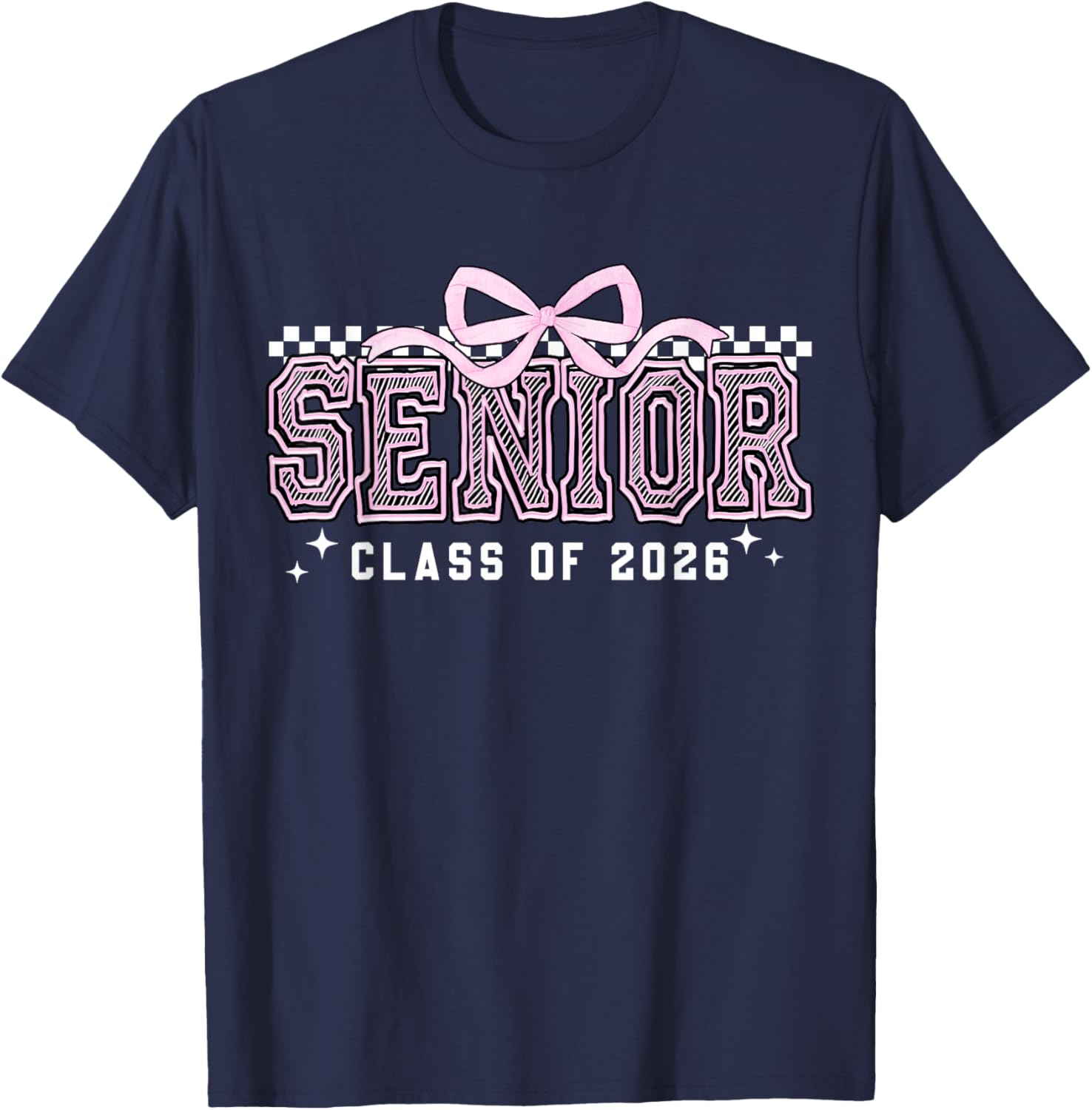 Senior 2026 Coquette Bow Class of 2026 Graduation Graduate T-Shirt - T-Shirt | Navy