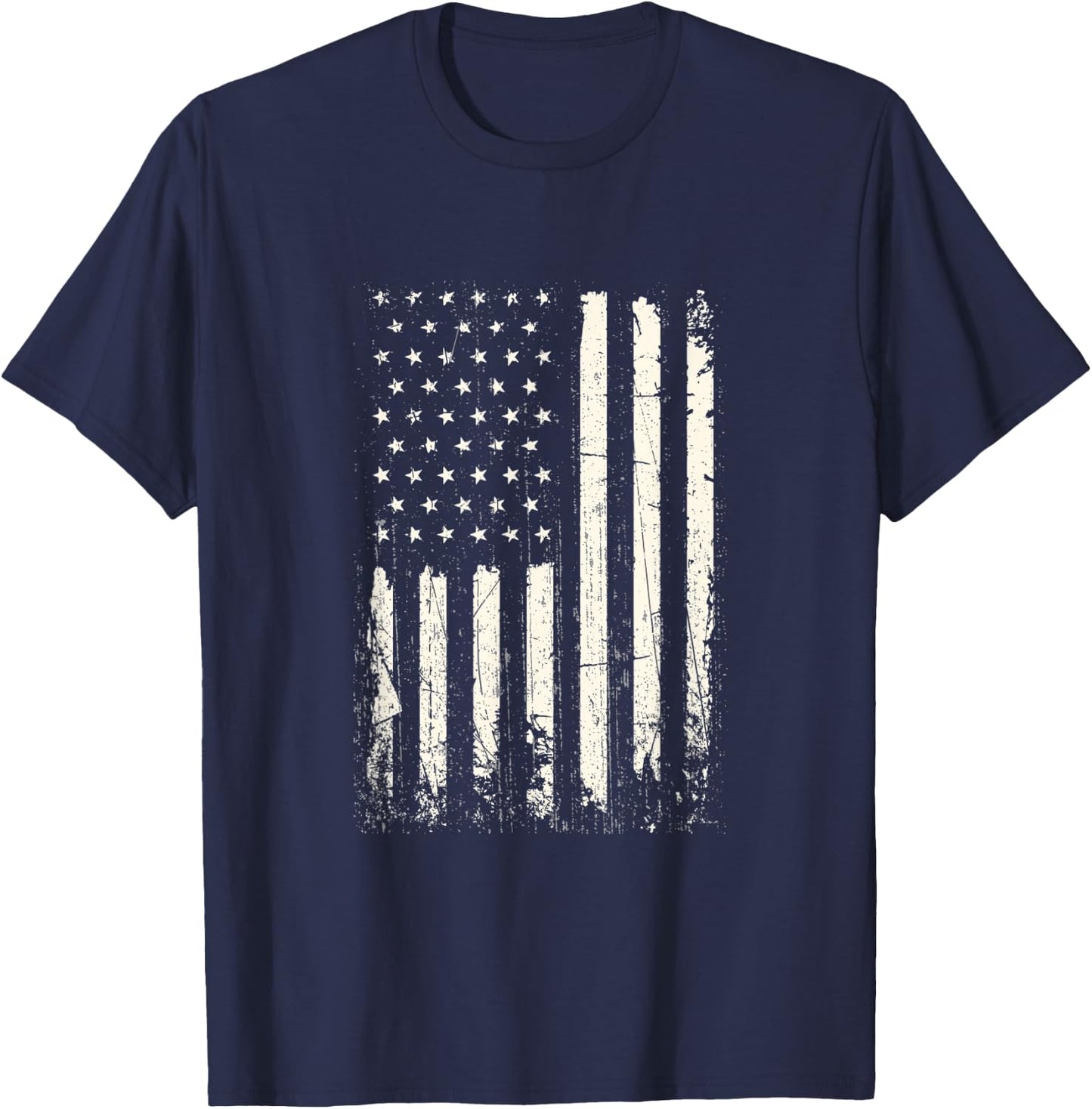 Vertical American Flag American Flag Distressed Men T-Shirt - T-Shirt | Navy