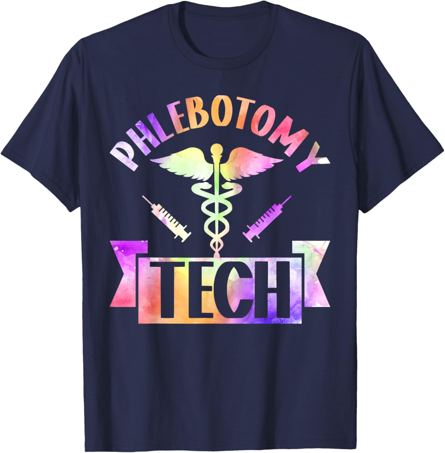 Phlebotomist Tech Technician Phlebotomy Tech T-Shirt - T-Shirt | Navy
