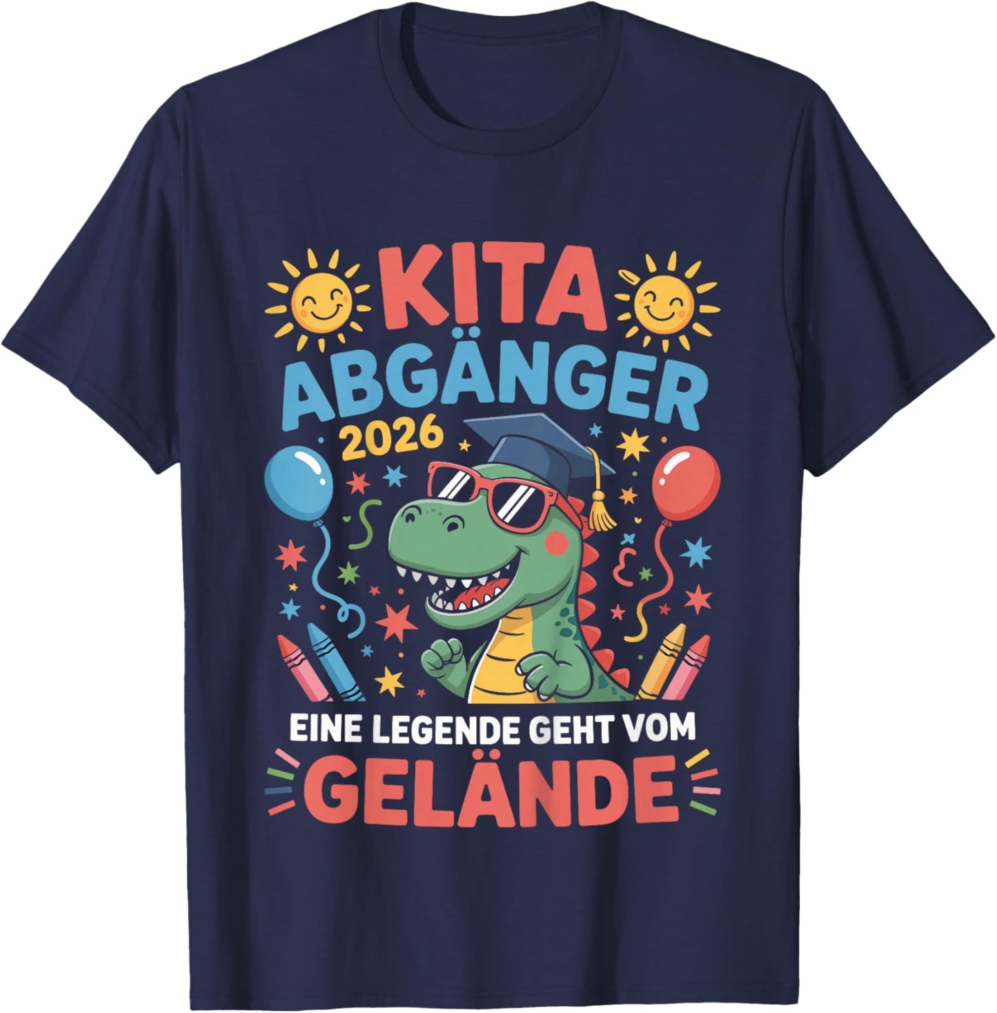 Kinder Kita Abgänger 2026 Schulkind Einschulung Schule Letzter Tag T-Shirt - T-Shirt | Navy