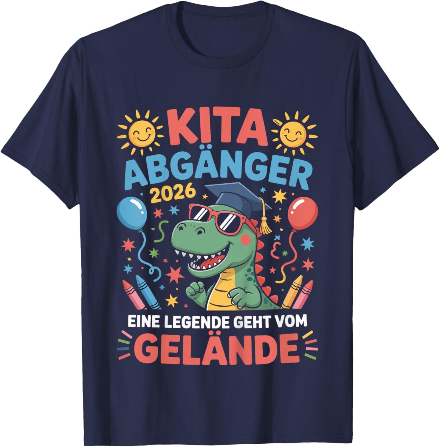 Kinder Kita Abgänger 2026 Schulkind Einschulung Schule Letzter Tag T-Shirt - T-Shirt | Navy