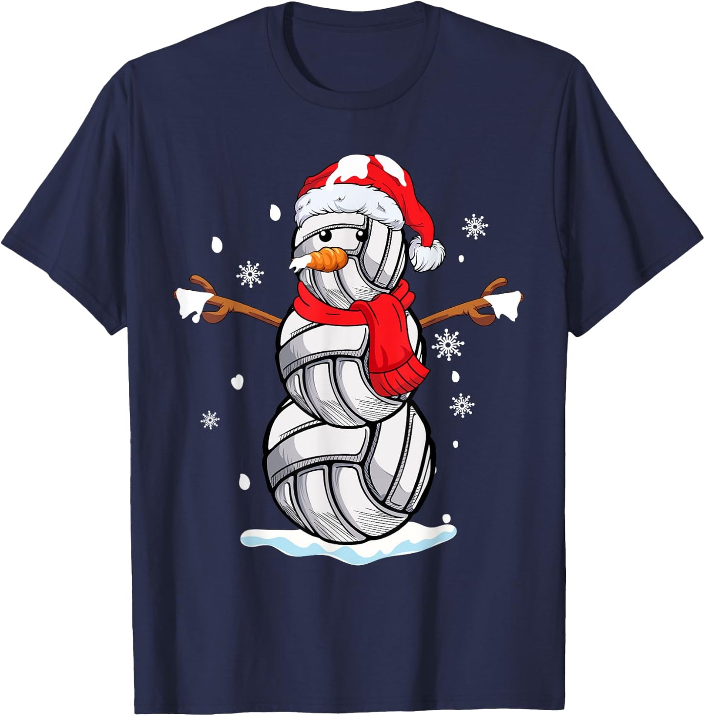 Volleyball Snowman Funny Christmas Volleyball lovers gift T-Shirt - T-Shirt | Navy