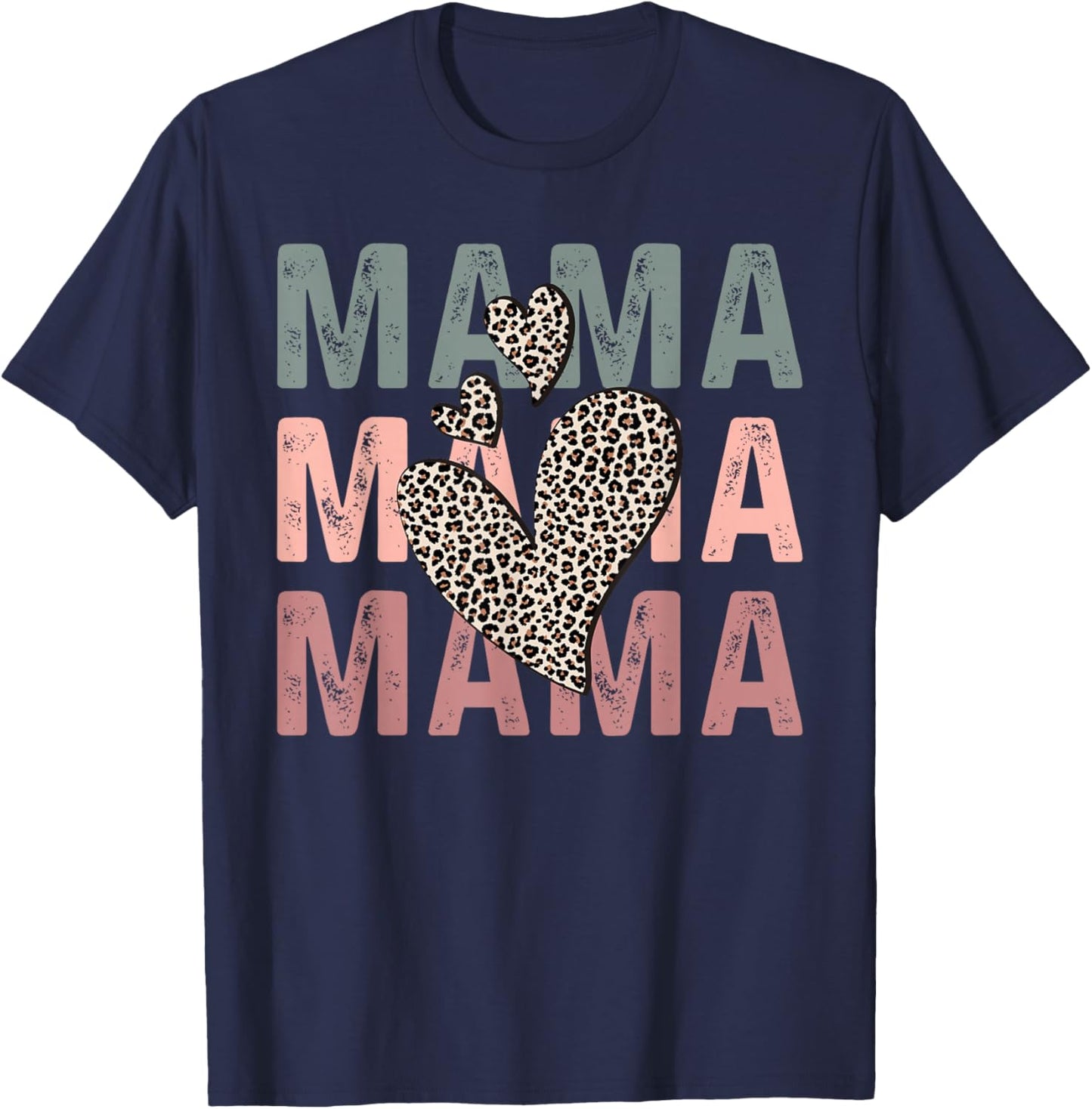 Mama Mama Mama Heart Funny Mom Mother's Day T-Shirt - T-Shirt | Navy