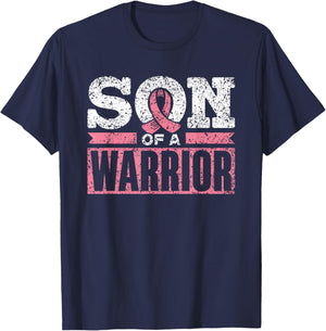 Son Of A Warrior Support Pink Fighter Breast Cancer T-Shirt - T-Shirt | Navy