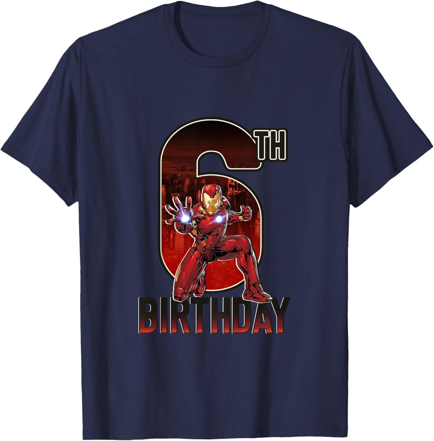 Kids Marvel Avengers Classic Iron Man Super 6th Birthday T-Shirt - T-Shirt | Navy