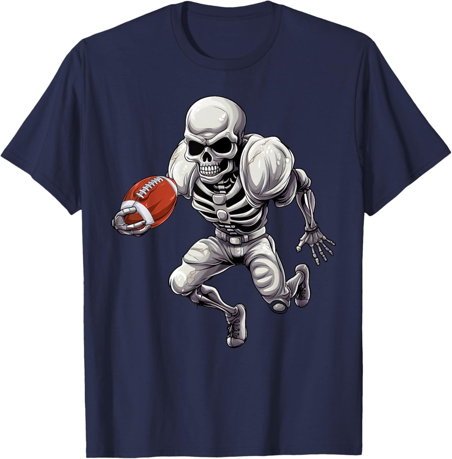 Football Skeleton Playing Football Halloween Skull Lover T-Shirt - T-Shirt | Navy