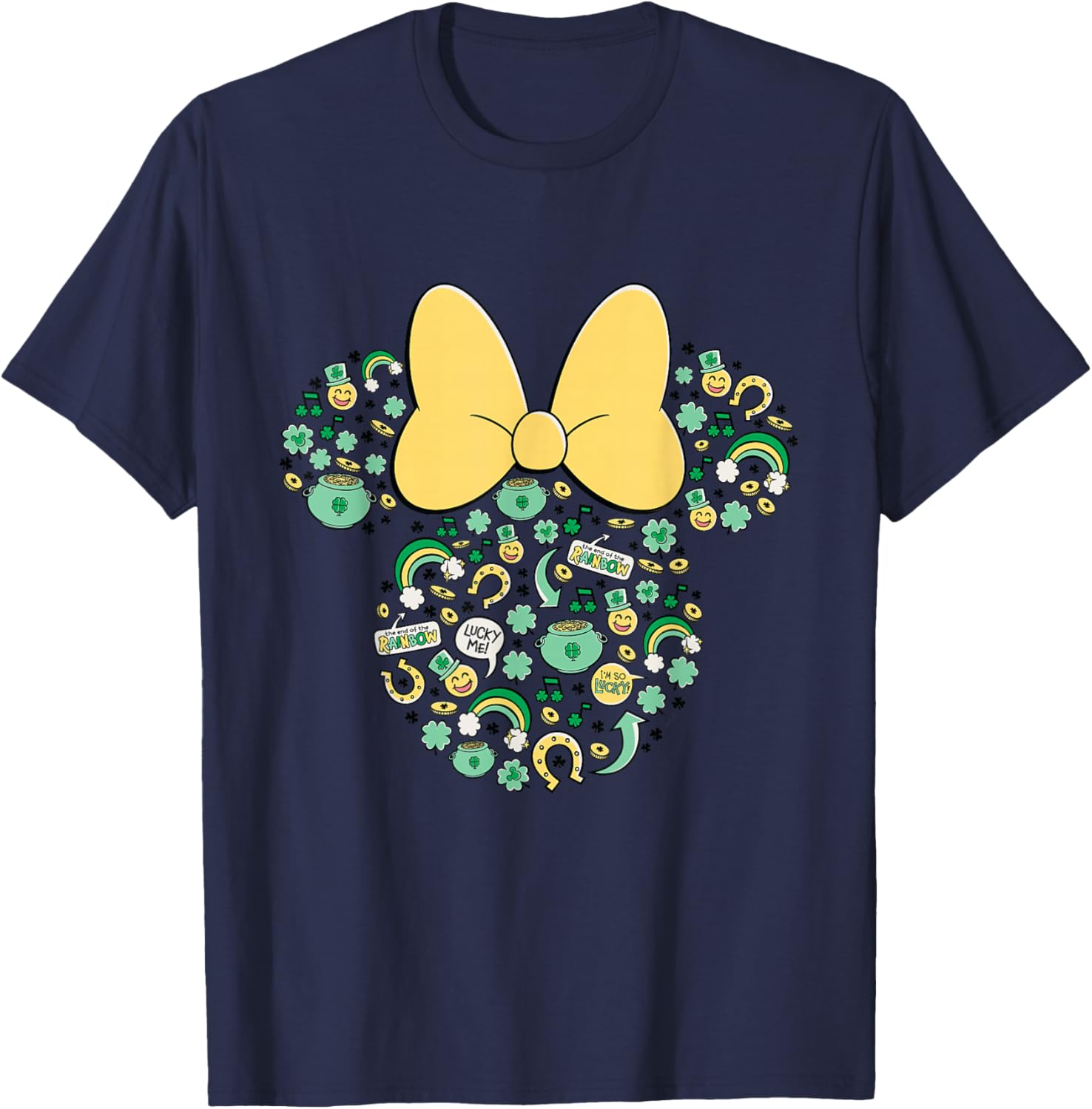 New Disney Minnie St. Patrick's Day Lucky Icons Face Shape T-Shirt - T-Shirt | Navy