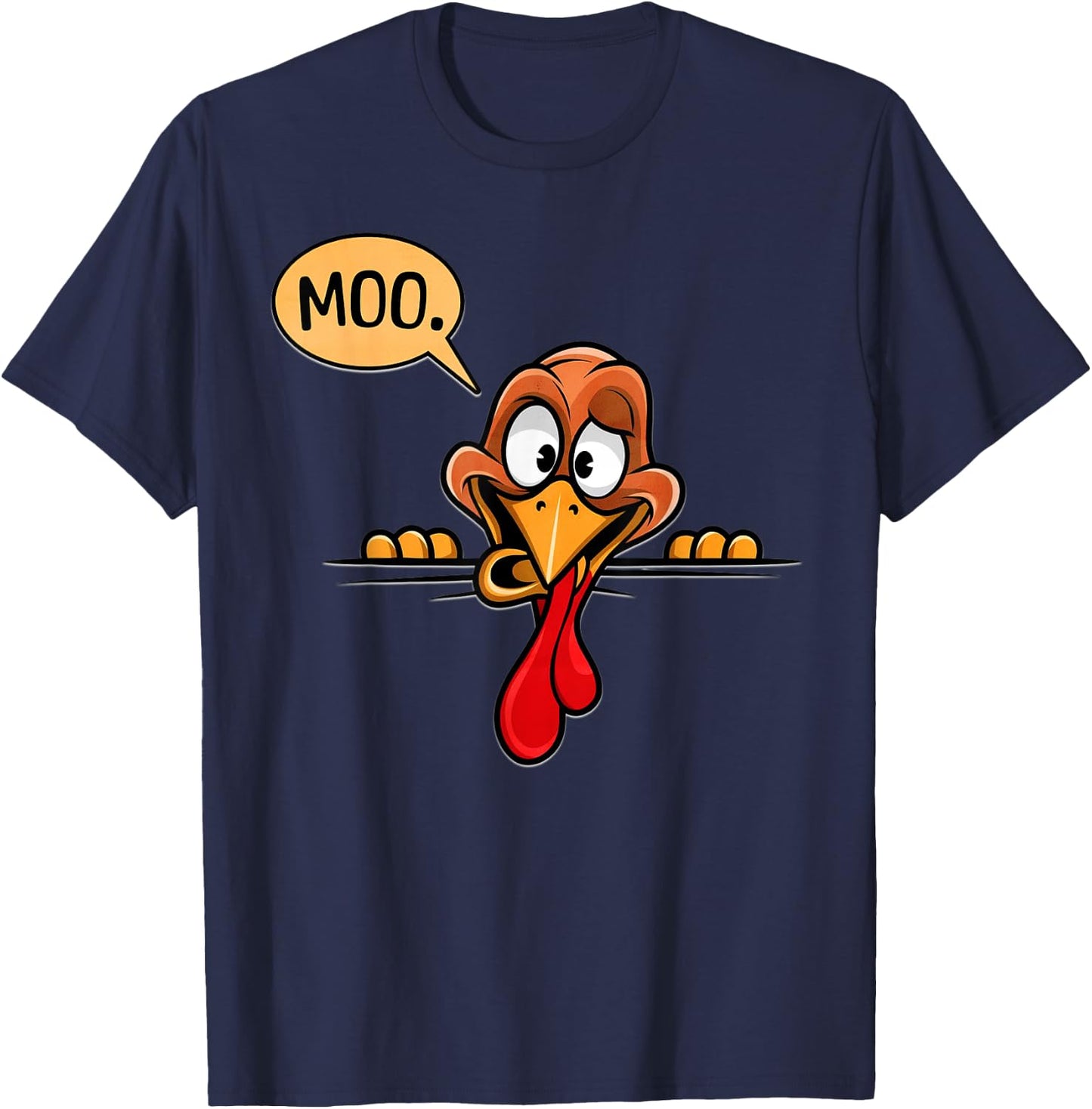 Turkey Moo Funny Thanksgiving T-Shirt - T-Shirt | Navy