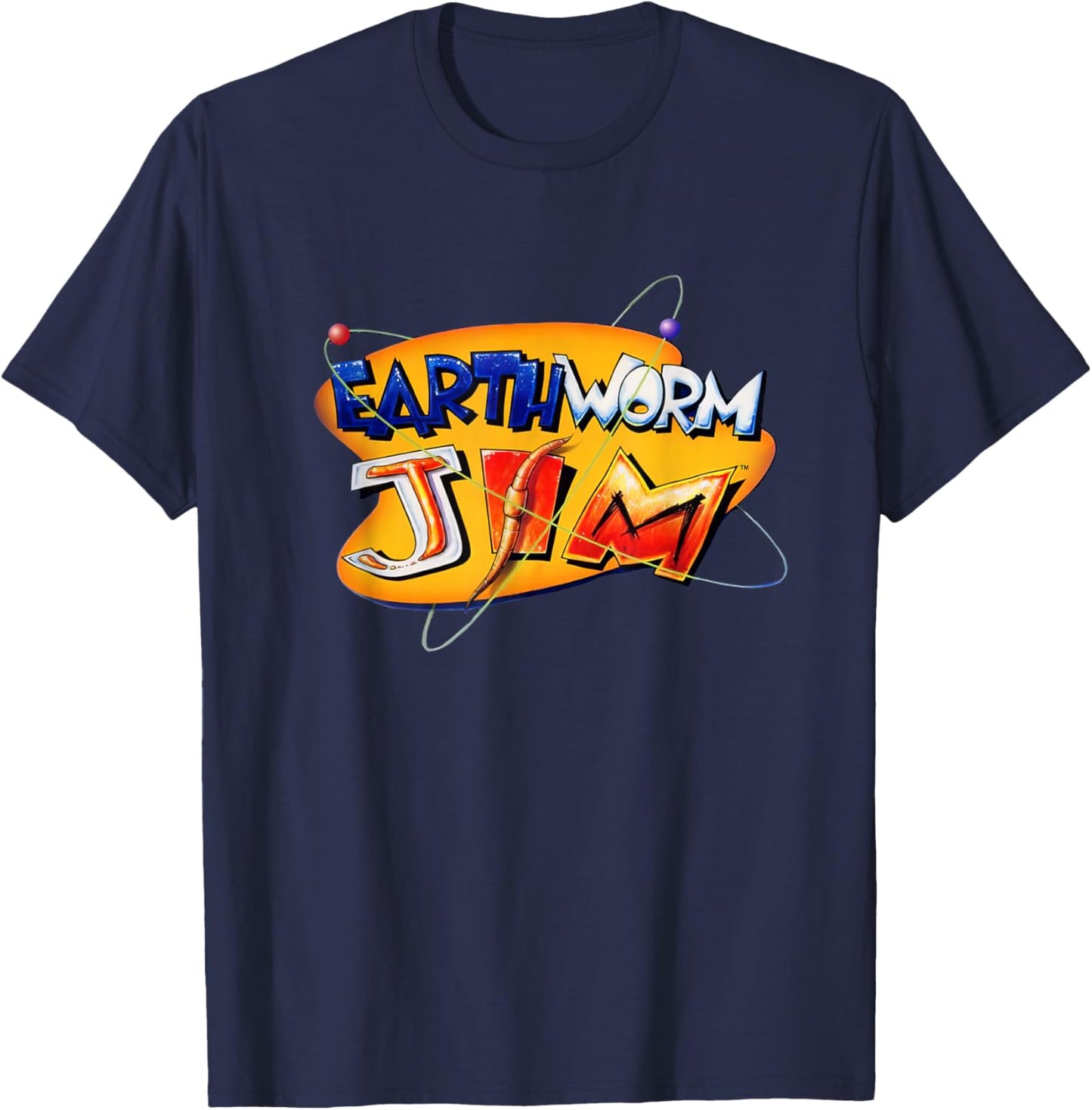 Interplay Entertainment Earthworm Jim -Adults , Black, Small, Short Sleeve T-Shirt - T-Shirt | Navy