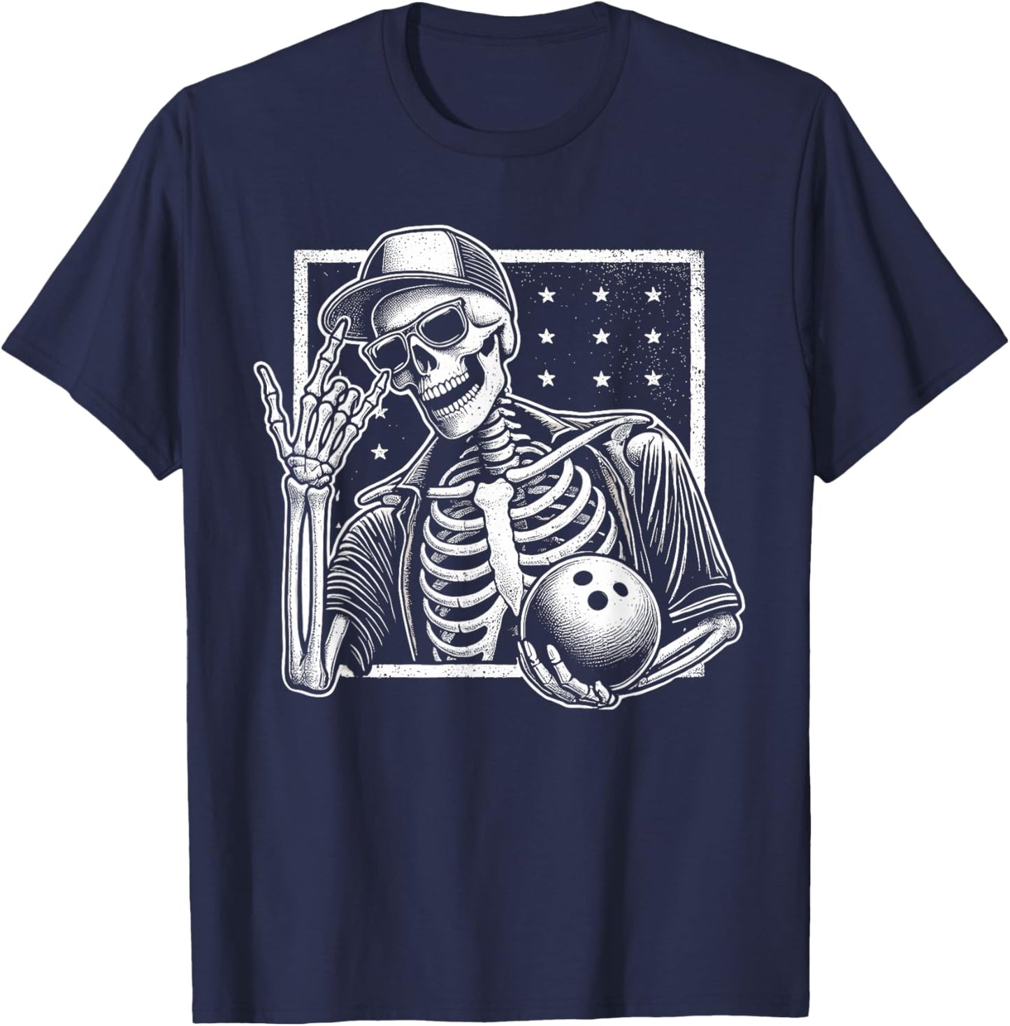 Skeleton Bowling Player Birthday Halloween Kids T-Shirt - T-Shirt | Navy