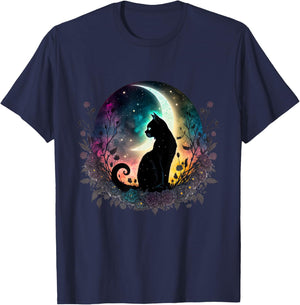 Galaxy Cat Moon – Mystical Space Cat T-Shirt - T-Shirt | Navy