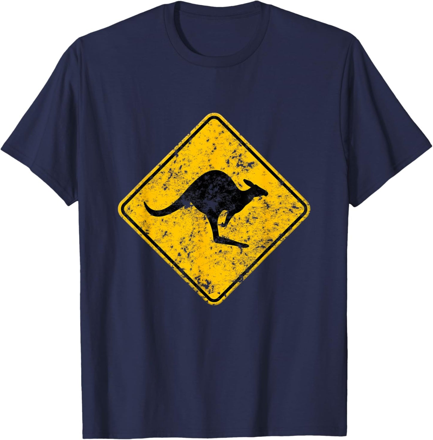 Vintage Kangaroo Road Sign Australia Aussie Roo Adult Kids T-Shirt - T-Shirt | Navy