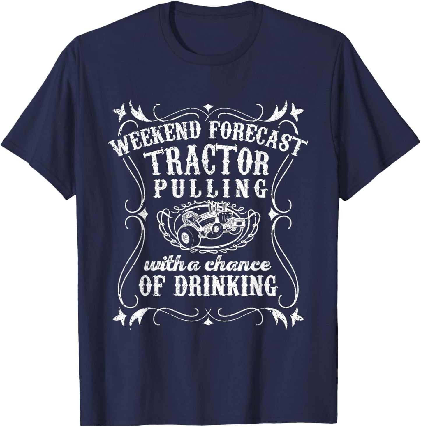 Vintage Tractor Pulling Season Graphic Design Tractor Puller T-Shirt - T-Shirt | Navy