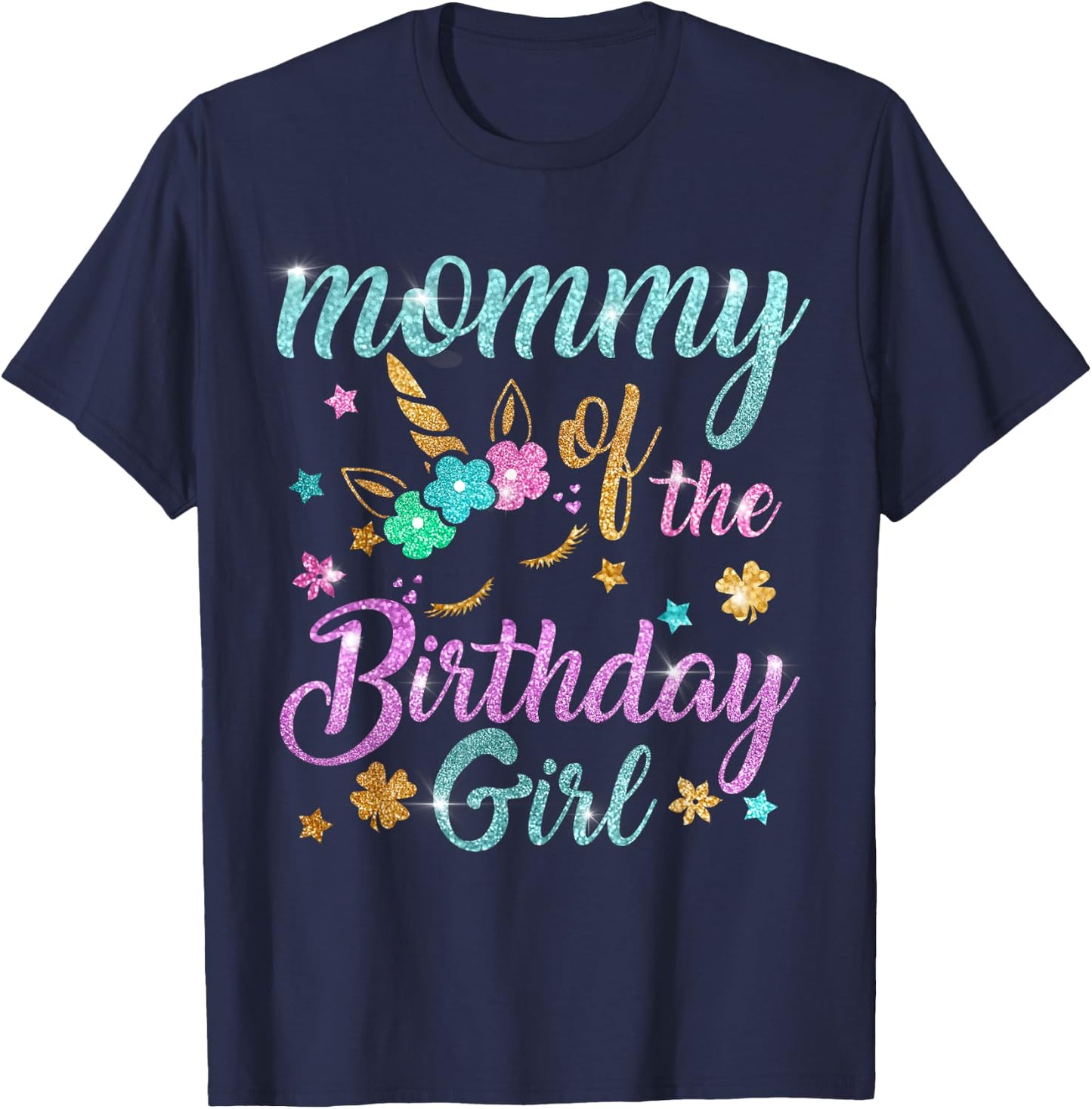 Mommy of the Birthday Girl Unicorn T-Shirt - T-Shirt | Navy