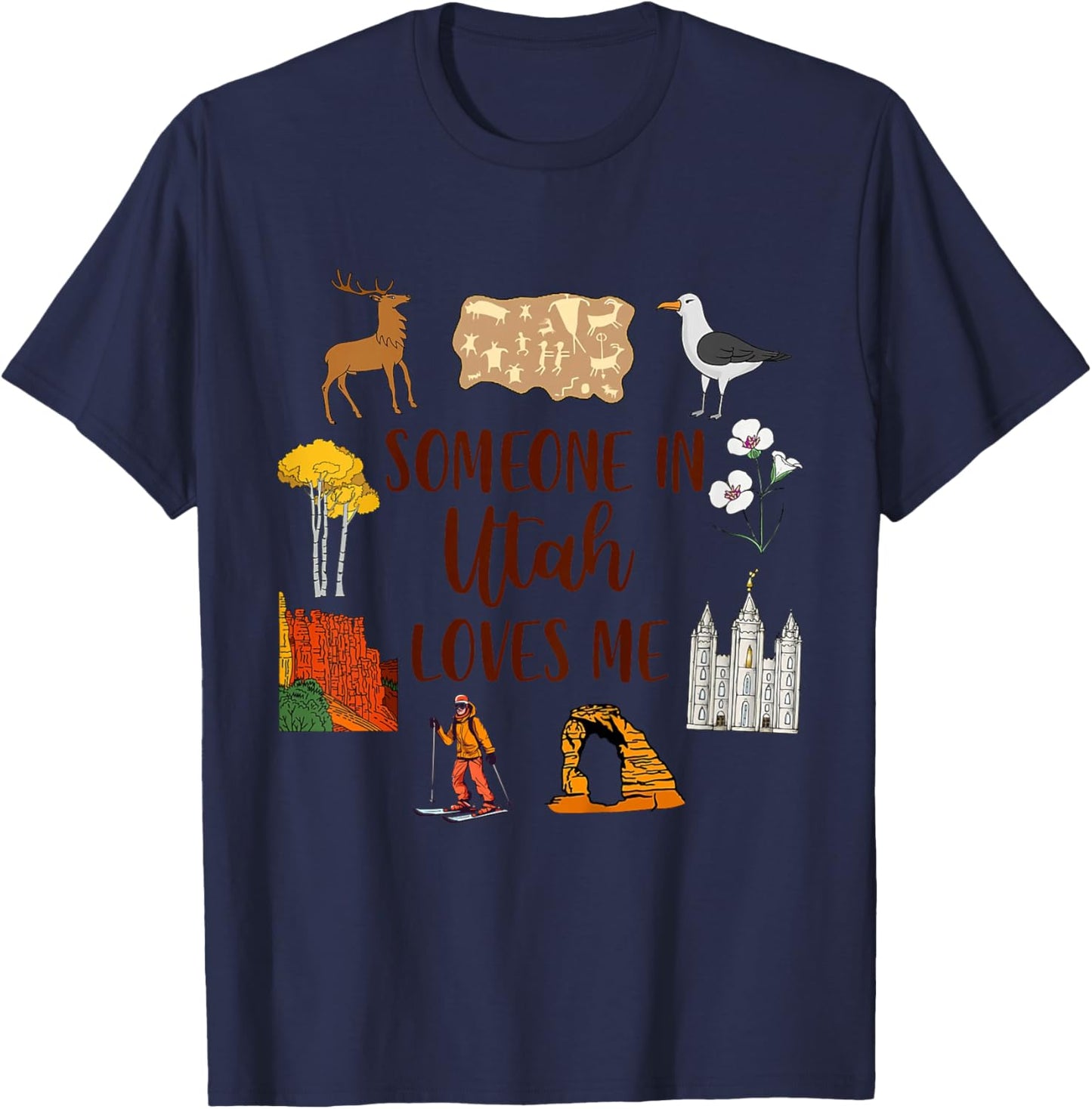 Kids Utah Baby Utah Traveling Trip Someone In Utah Loves Me T-Shirt - T-Shirt | Navy