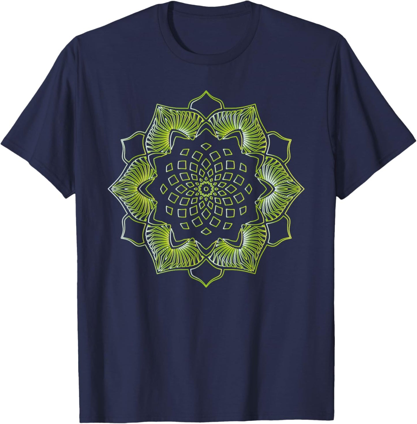 Lotus Mandala Sacred Geometry T-Shirt - T-Shirt | Navy