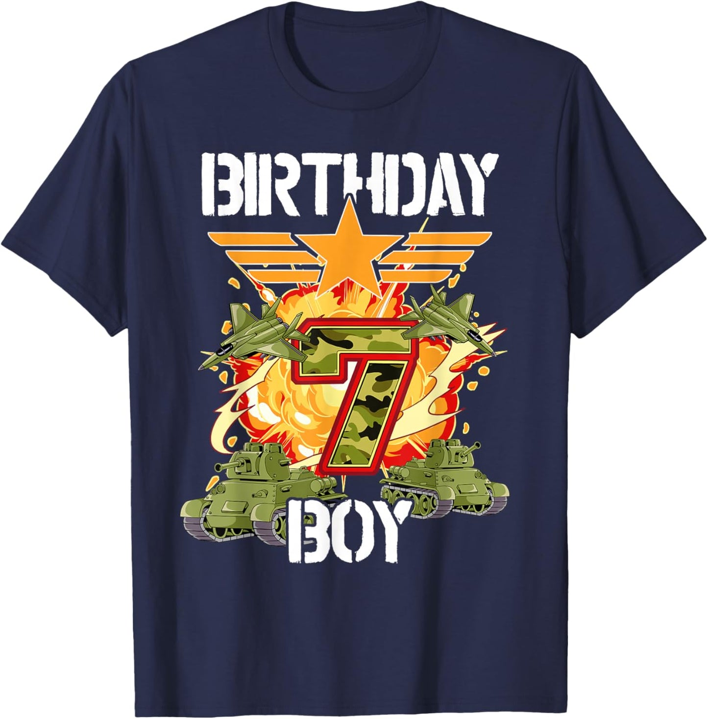 7th Birthday Army T-Shirt - T-Shirt | Navy