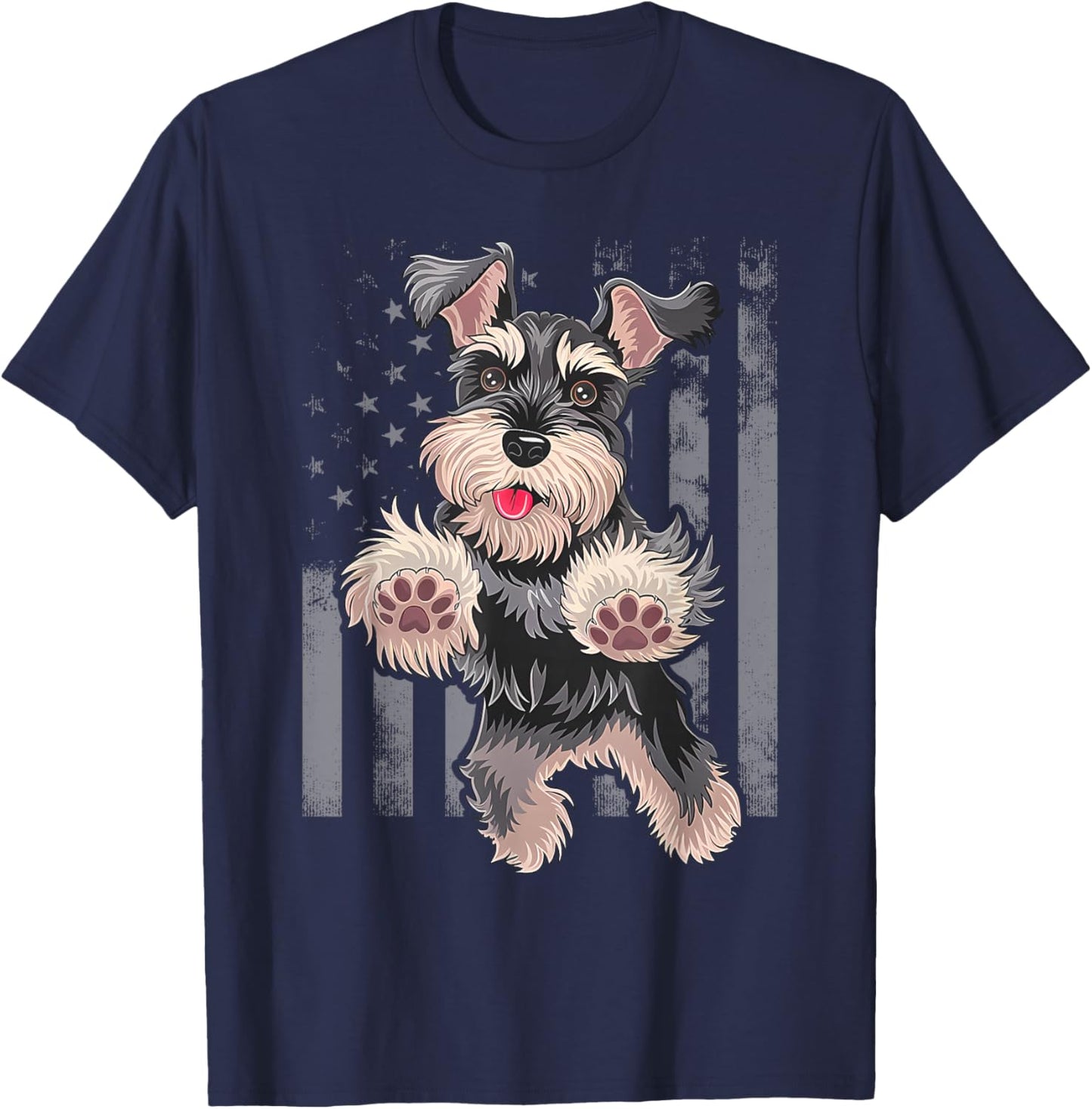 Miniature Schnauzer Dog Art Miniature Schnauzer T-Shirt - T-Shirt | Navy