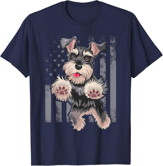 Miniature Schnauzer Dog Art Miniature Schnauzer T-Shirt - T-Shirt | Navy