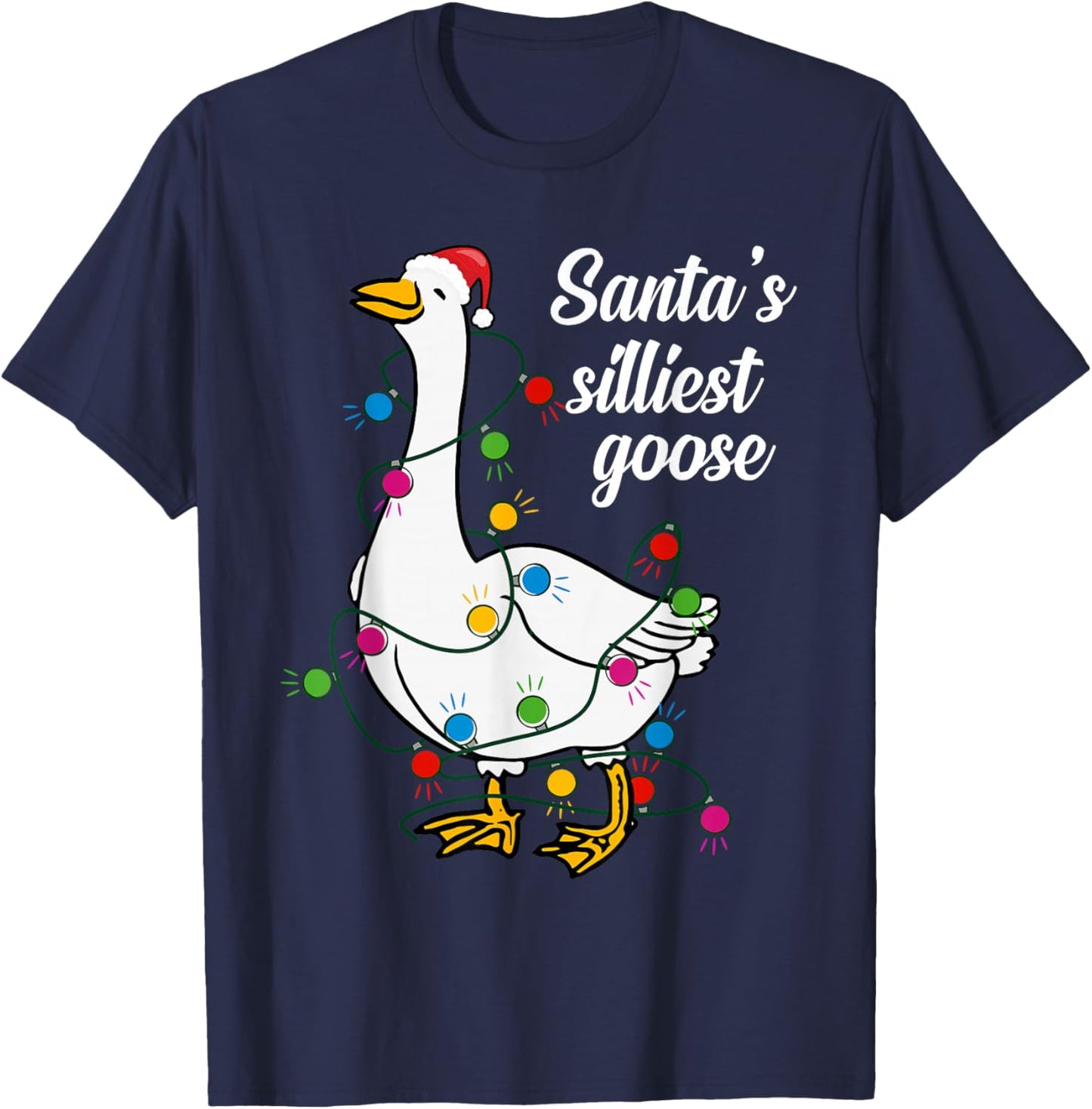 Santa’s silliest goose Funny Christmas Family T-Shirt - T-Shirt | Navy