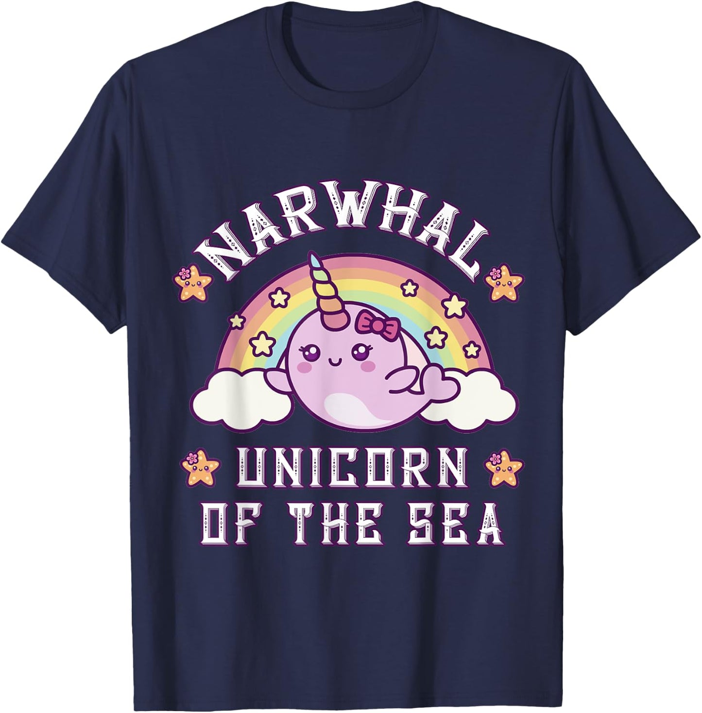 Unicorn Squad Narwhal T shirt Girls Kids Rainbow Unicorns T-Shirt - T-Shirt | Navy
