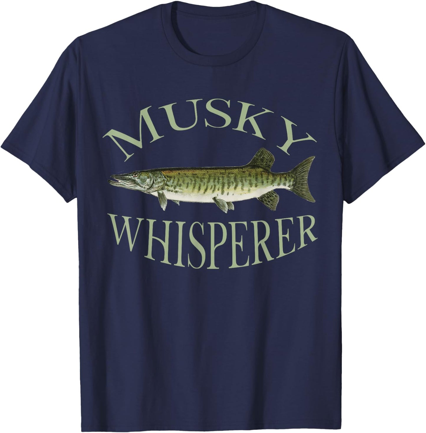 Musky Muskellunge Fish Illustration Art Fishing Angler Gear T-Shirt - T-Shirt | Navy