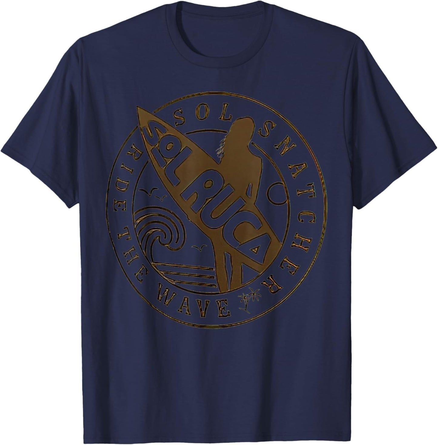 Men's Tan Sol Ruca Ride The Wave T-Shirt - T-Shirt | Navy