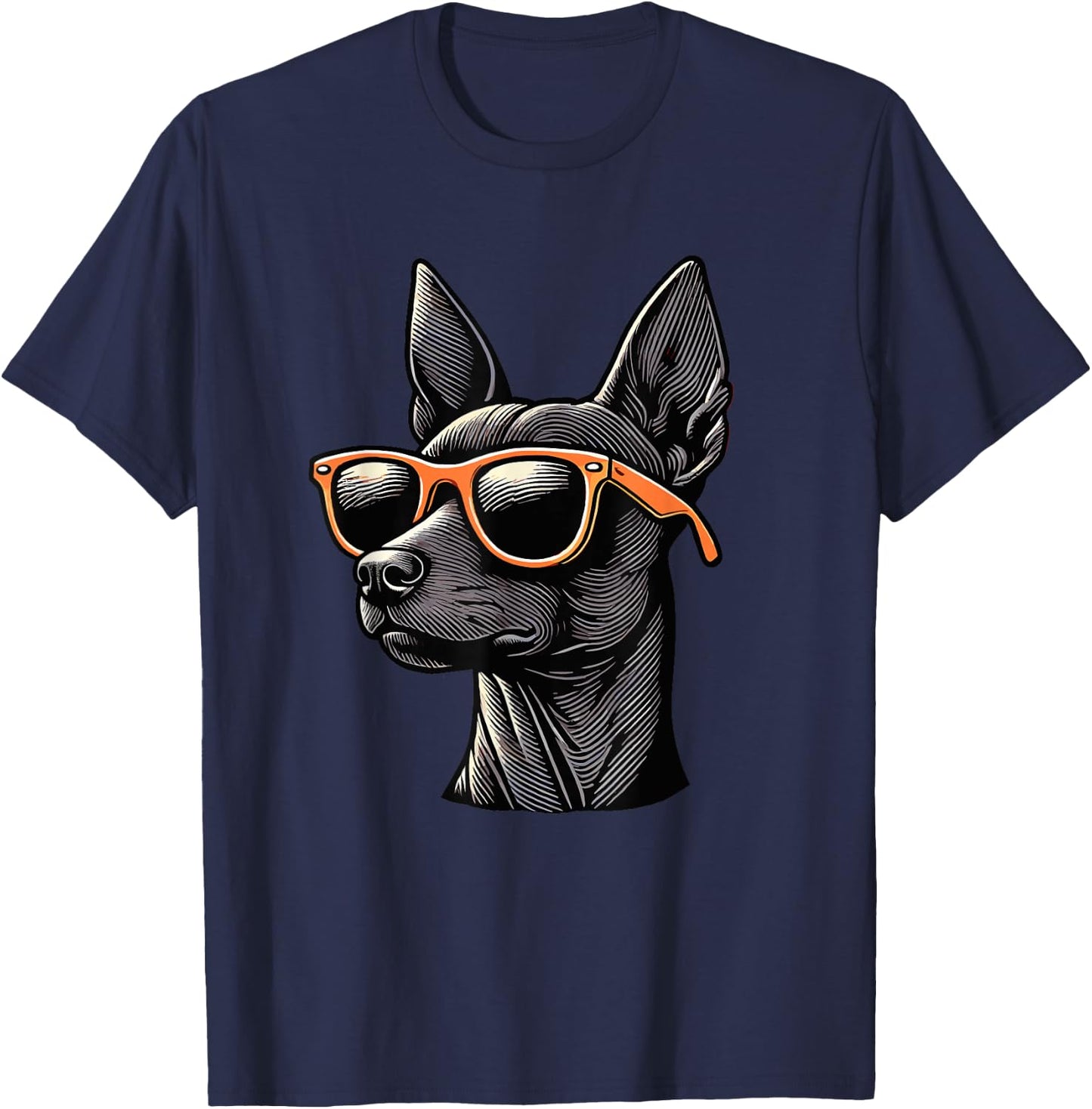 Retro Sunglasses Xoloitzcuintle Mexican Hairless Dog Xolo T-Shirt - T-Shirt | Navy