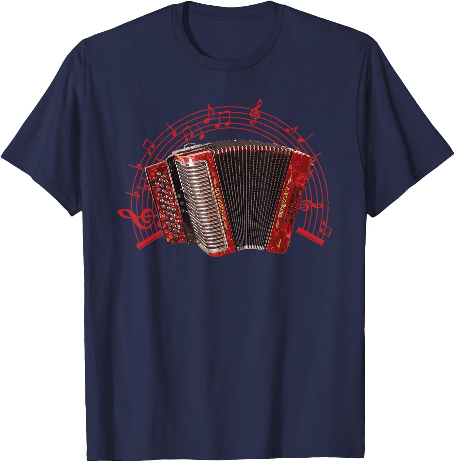 Retro Air Accordion Player Choir Musical Men Women Husband T-Shirt - T-Shirt | Navy