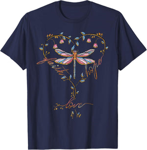 Faith Hope Love Dragonfly Heart Religious Jesus Christian T-Shirt - T-Shirt | Navy