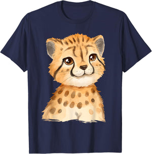 Baby Cheetah Cub Watercolor T-Shirt - T-Shirt | Navy