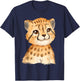 Baby Cheetah Cub Watercolor T-Shirt - T-Shirt | Navy