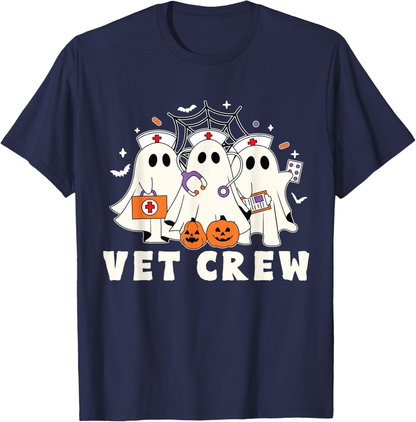 Vet boo crew Veterinarian veterinary technician Halloween T-Shirt - T-Shirt | Navy