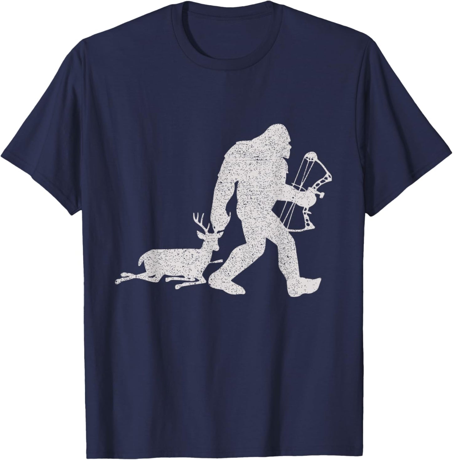 Bigfoot Bags a Deer Big Foot Deer Bow Hunting T-Shirt - T-Shirt | Navy