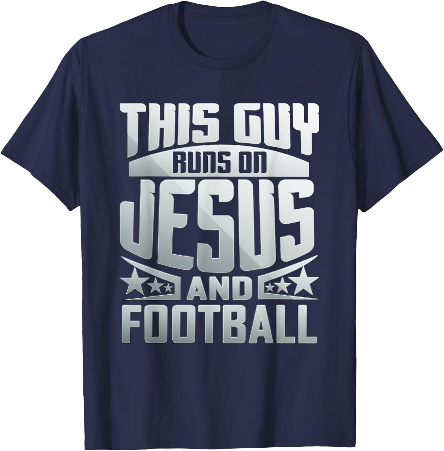 This Guy Runs On Jesus And Football T-Shirt - T-Shirt | Navy