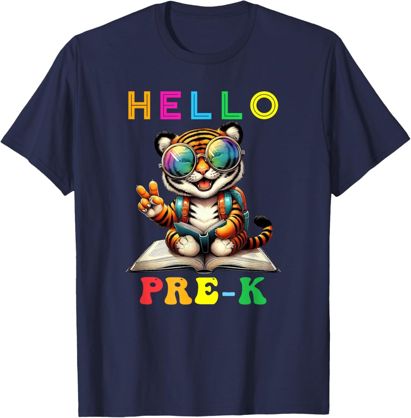 Hello Pre K Tiger Lover Back to School Kids Boys Girls T-Shirt - T-Shirt | Navy