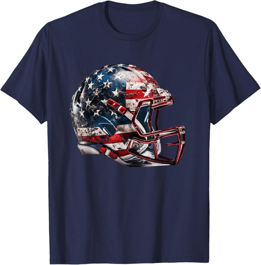American Football Helmet Us Flag T-Shirt - T-Shirt | Navy