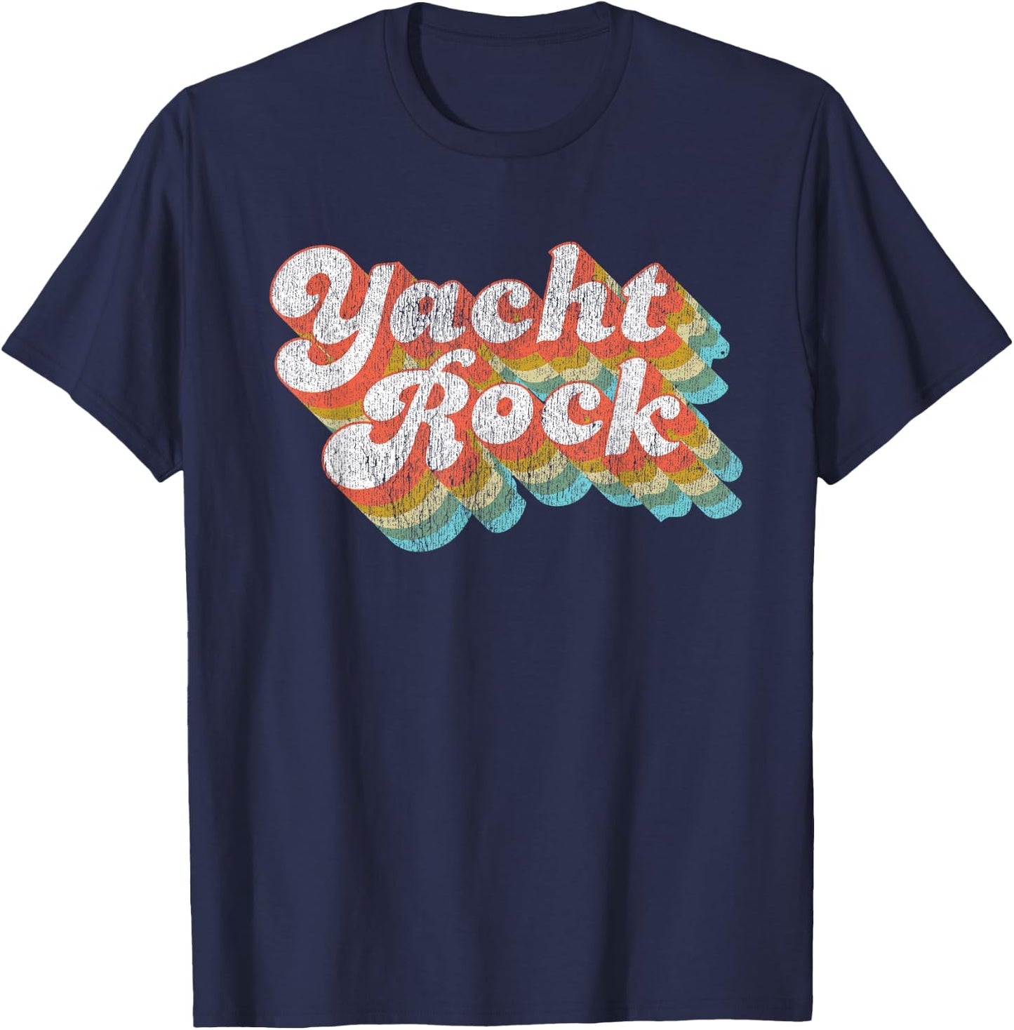Vintage Fade Yacht Rock Party Boat Drinking T-Shirt - T-Shirt | Navy