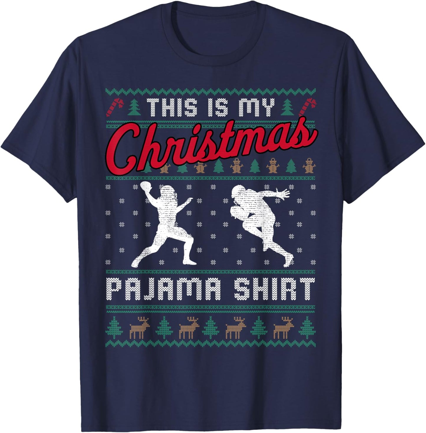 This Is My Christmas Pajama American Football Ugly Sweater T-Shirt - T-Shirt | Navy